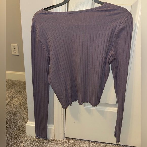 ASOS Women's Purple Ribbed Long Sleeve Top - Picture 3 of 3
